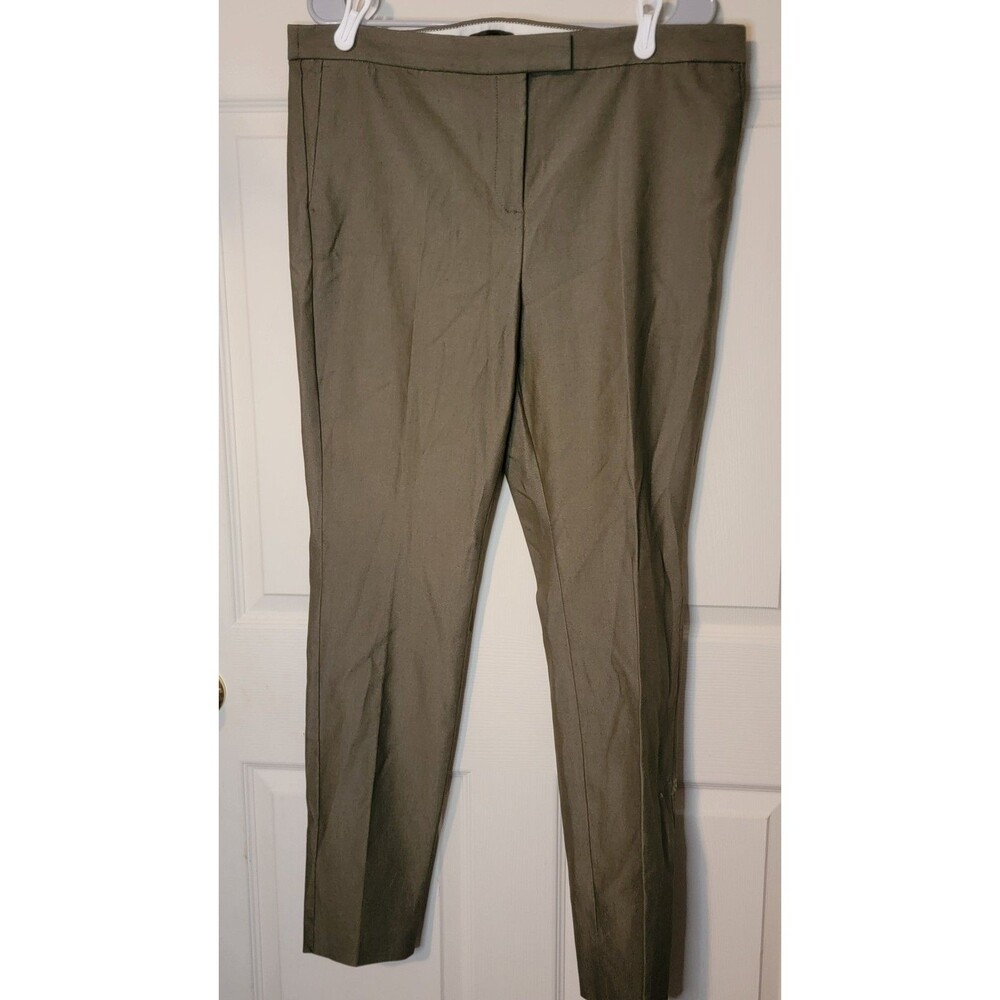 J.CREW Women’s Green Twill Dress Pants Slim Tapered Stretch Pockets Tall 16T